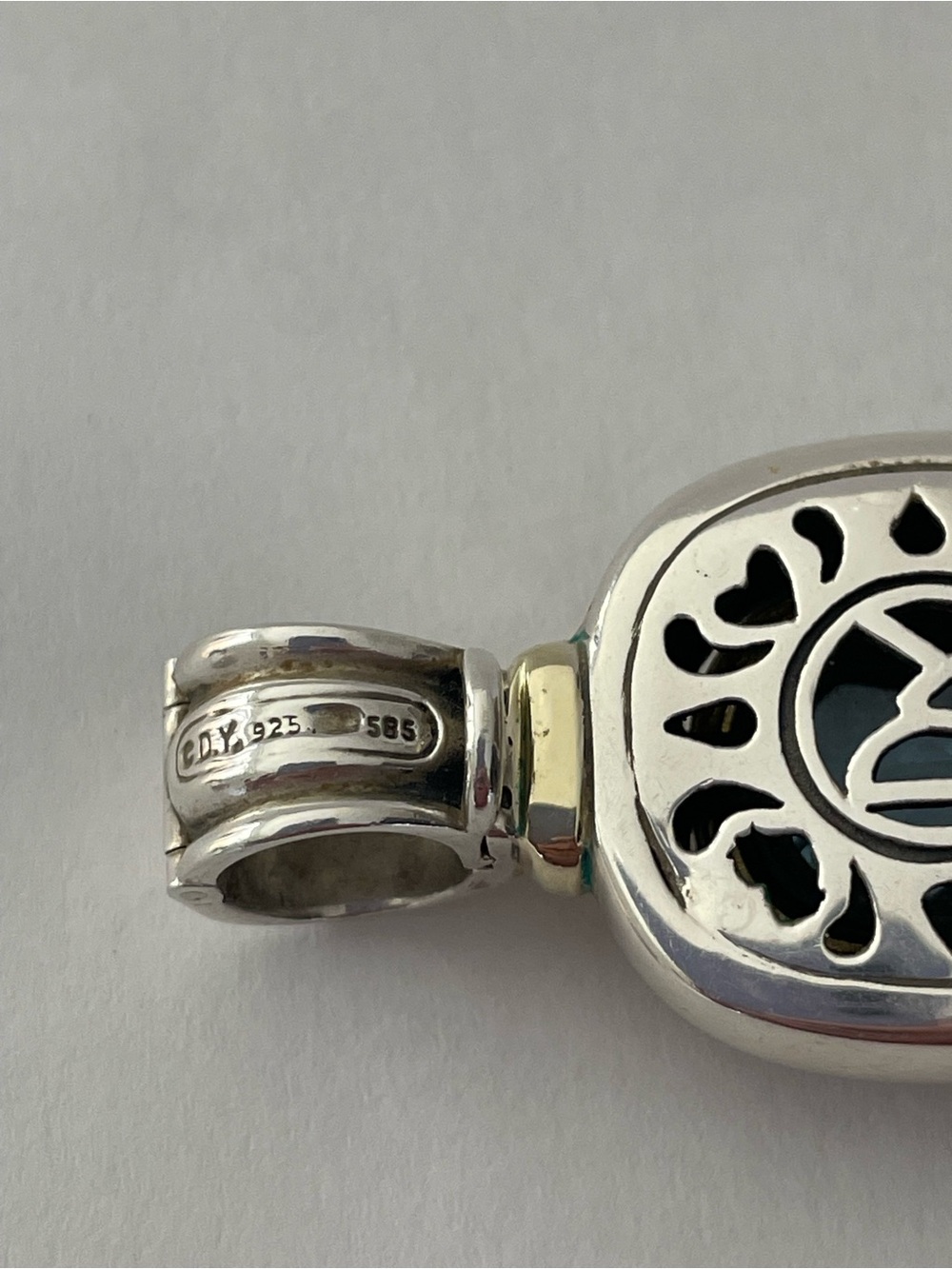 David Yurman Large Classic Blue Topaz Albion Enhancer - Picture 7 of 9